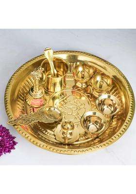 Bhimonee Decor Gold Brass Jagatadri Pooja Thali Set