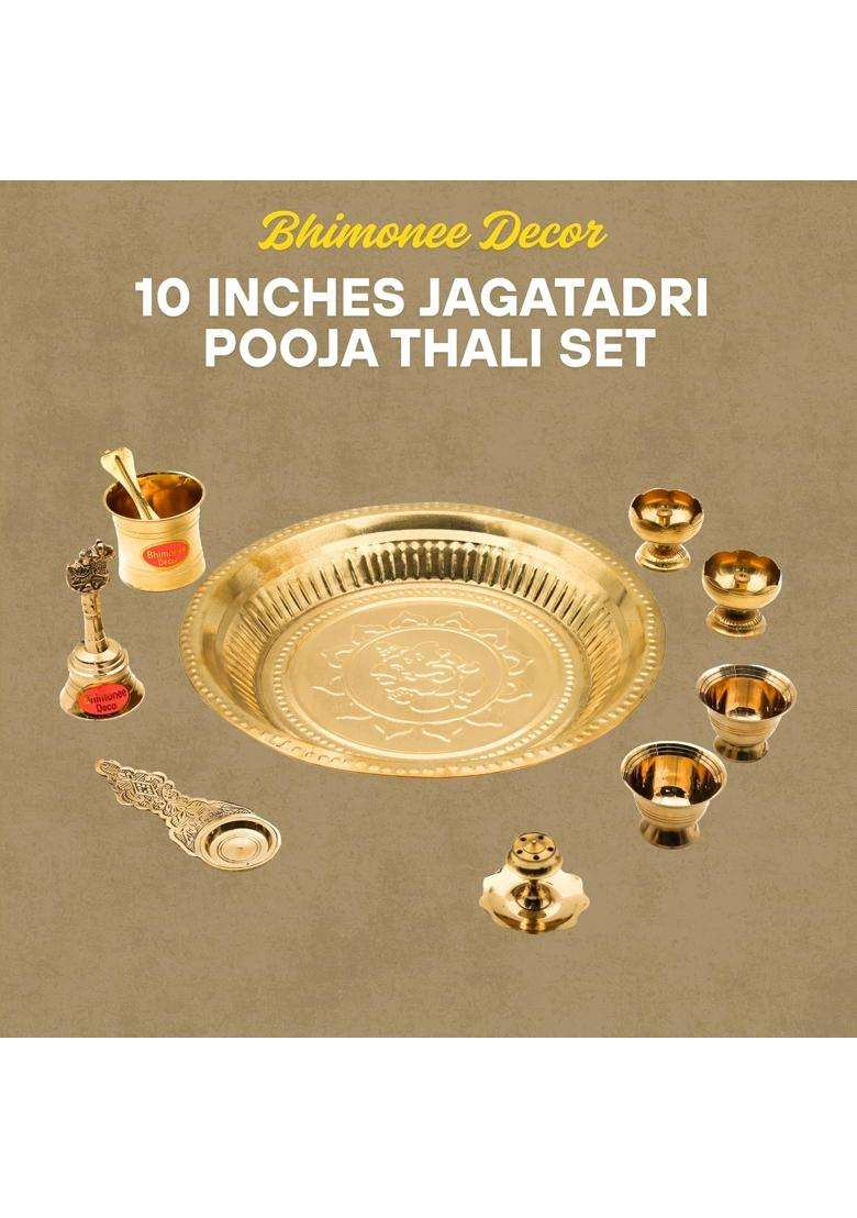 Bhimonee Decor Gold Brass Jagatadri Pooja Thali Set - Indya