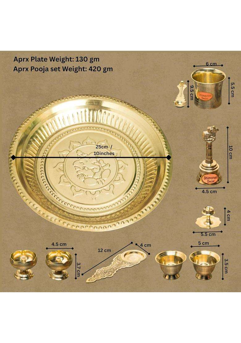 Bhimonee Decor Gold Brass Jagatadri Pooja Thali Set - Indya