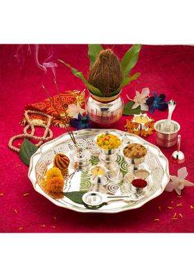 Silverglow Varalakshmi Pooja Set Silver Plated Puja Thali Set