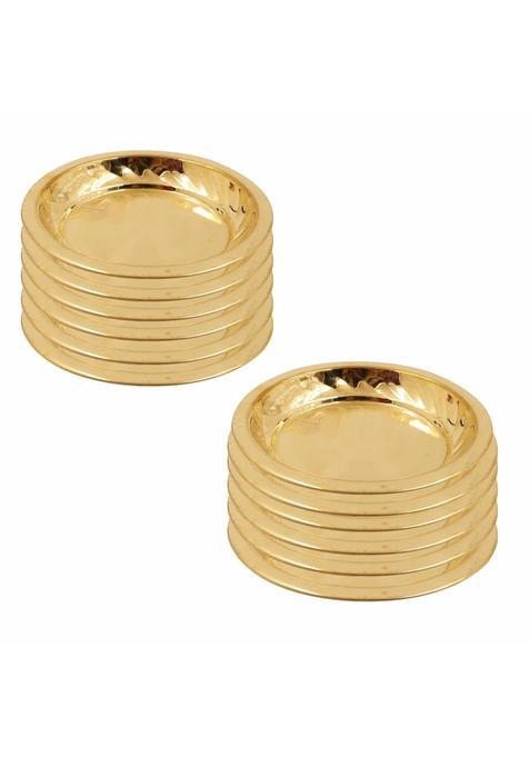 Putrika Gold Traditional Handcrafted Brass Puja Pooja Thali Pack of 12