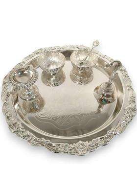 Laser ART German Silver Pooja Thali Set with Diya Bell and Bowls Silver Plated Premium Craftsmanship