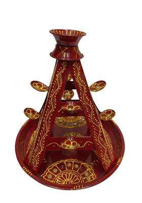 Handicrafts Red Pooja Thali Set Puja Thali Set for Home Fancy Puja Thali Set for Home Pooja Set Decorative