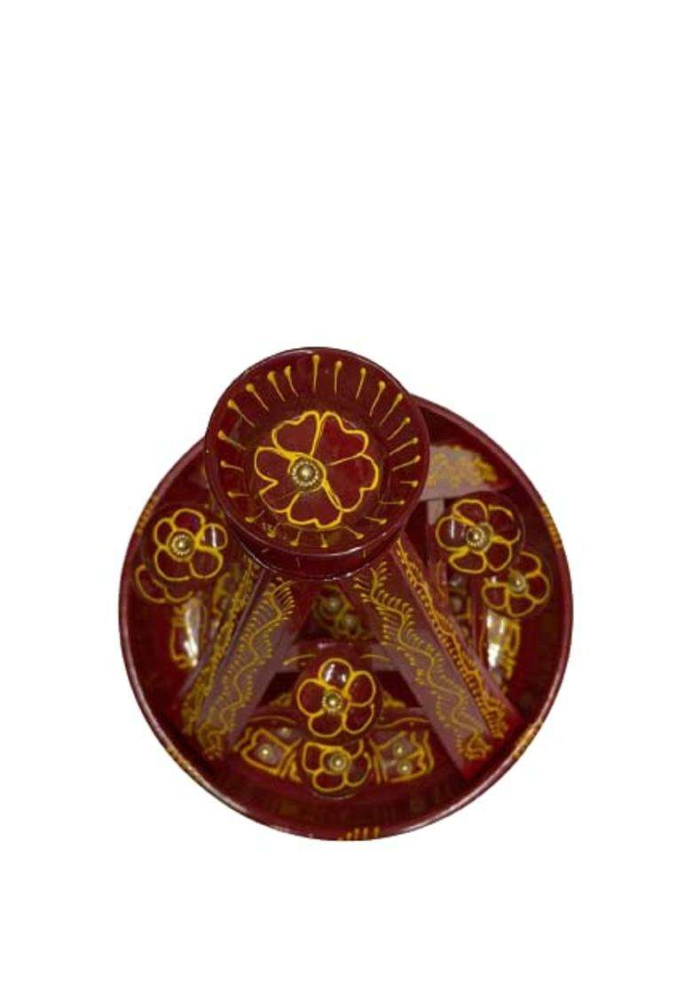 Handicrafts Red Pooja Thali Set Puja Thali Set for Home Fancy Puja Thali Set for Home Pooja Set Decorative - Indya