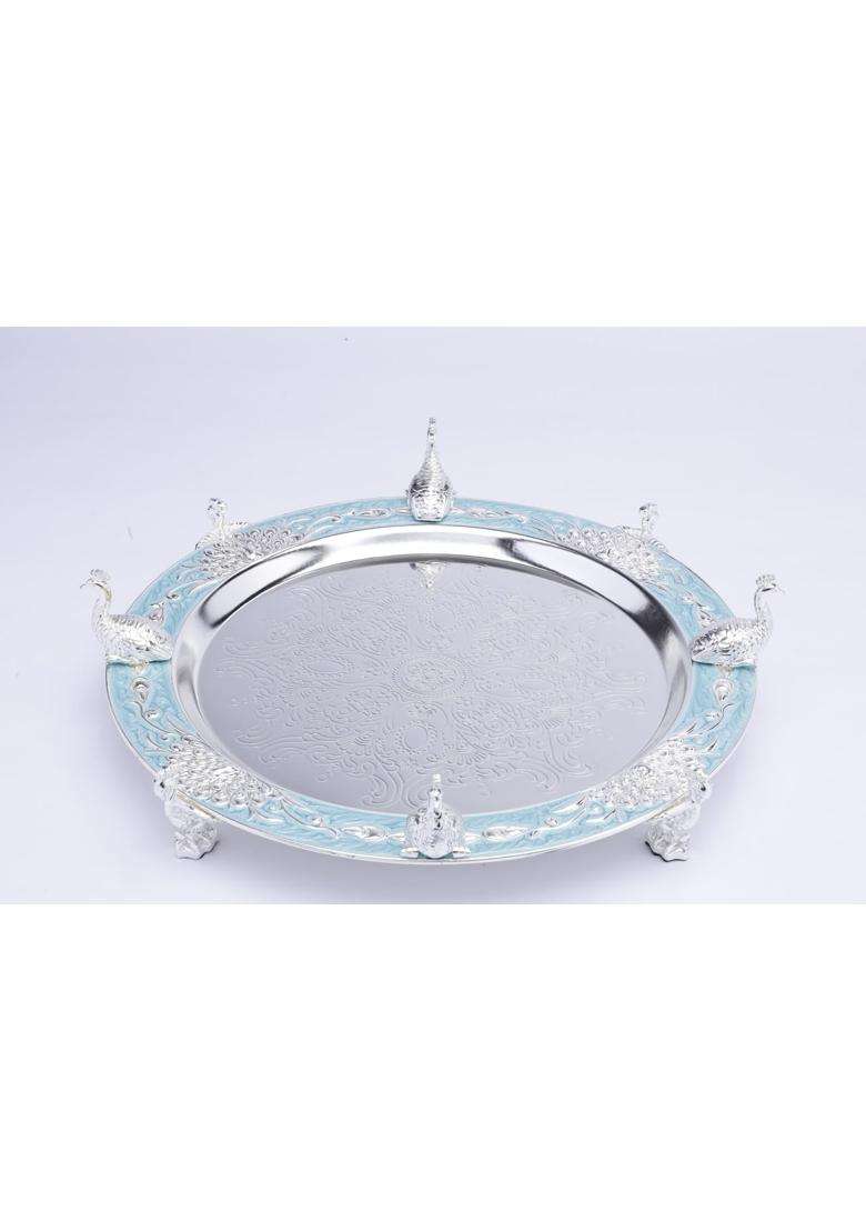 Dora Gifting German Silver 12 Pooja Thali Set Combo of 6 Pieces Pooja Items Wedding Return Gifts - Indya