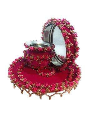 Giftsbouquet Karwachauth Thali Set I Karvachauth I Karwa Chauth I Karva Chauth Puja Stainless Steel Thali Set