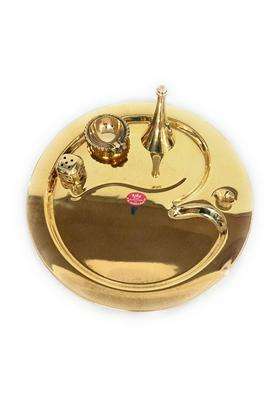 Vedika Gallery Pooja Thali Set Brass Om Design Puja Thali Set Including Brass Puja Bell