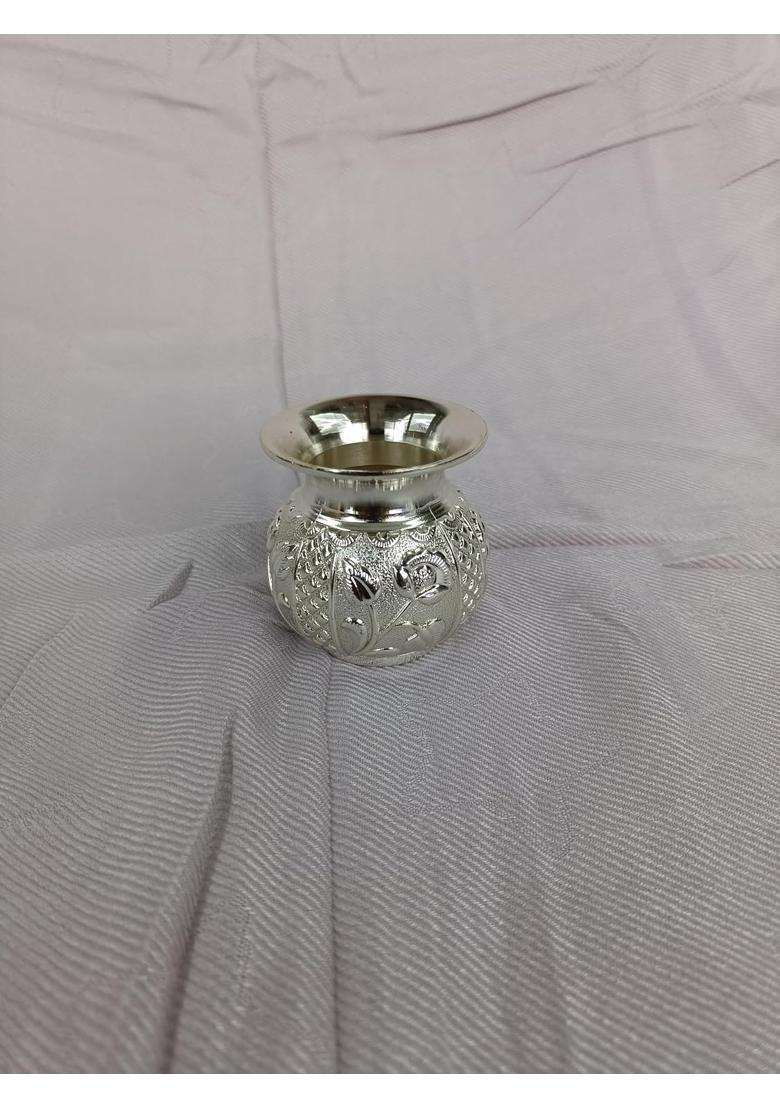 Jay Thakar Tranding India Pure Silver Pooja Thali Set Silver - Indya