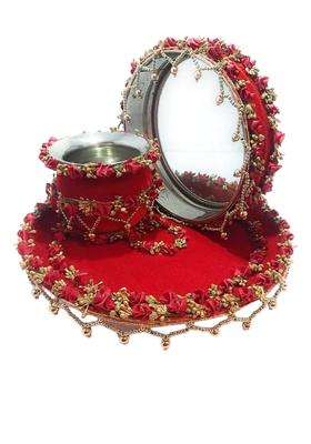 Giftsbouquet Karwachauth Thali Set I Karvachauth I Karwa Chauth I Karva Chauth Puja Stainless Steel Thali Set