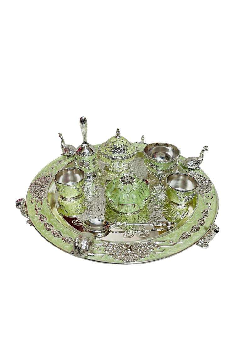 Goldgiftideas 9 Inch Pooja Thali Set for Gifting Diwali Pooja Thali Set for Home Occasional Return Gift - Indya