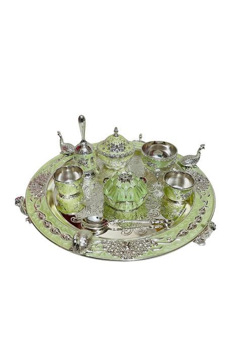 Goldgiftideas 9 Inch Pooja Thali Set for Gifting Diwali Pooja Thali Set for Home Occasional Return Gift