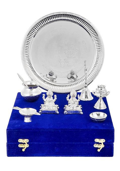 Giftcity Brass Special Puja Thali Items Laxmi Ganesh for Diwali Poojan Set of 9