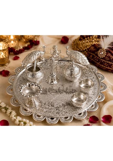 German Silver Baraati Pooja Thali Set
