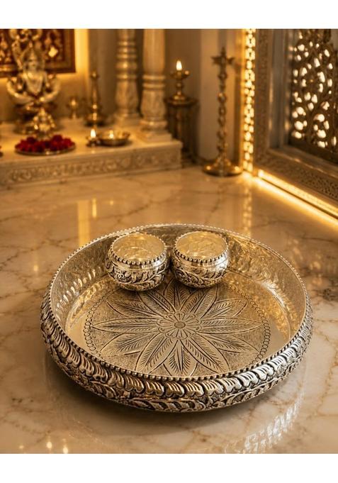 Heritage German Silver Pooja Thali Set