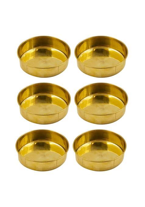 Putrika Gold Traditional Handcrafted Brass Puja Prasadham Thali Small Thali Pack of 6
