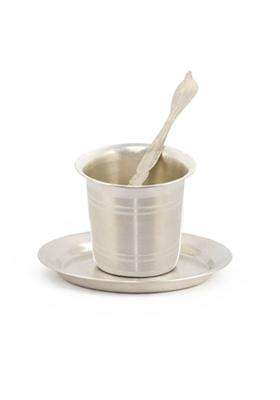 Moonplus Sterling Silver Panchapatra Set for Pooja Udharini Spoon Plate Tumbler Set