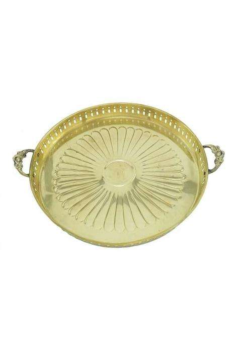 Pure Bronze Parat Bronze Plate Puja Thali with Handle Serving Thali Home Kitchenware