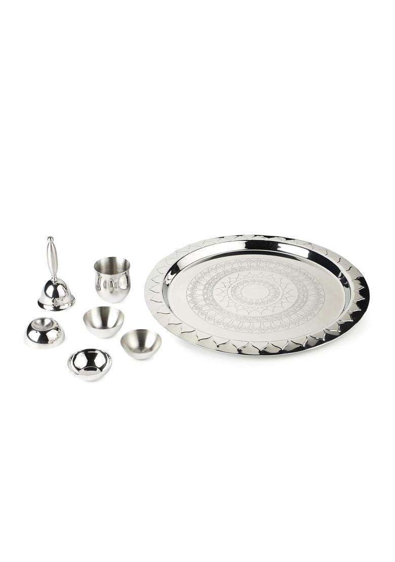 Arttdinox Steel Pooja Thali Set Premium Stainless Steel Puja Thali - Indya