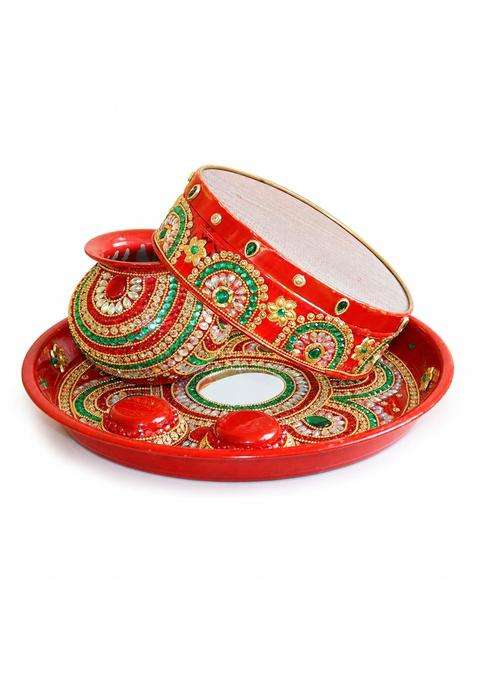 Salvus APP Solutions Karva Chauth Thali Set Multicolor 11 Inch
