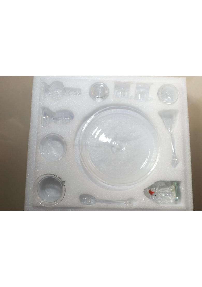 Handcrafted Glass Pooja Thali Set with Lord Ganesha Idol Borosilicate Puja Set - Indya