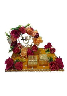 Giftsbouquet Yellow Engagement Ring Platter for Ring Ceremony