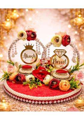 Giftsbouquet Red Elegant Engagement Ring Platter for Ring Ceremony