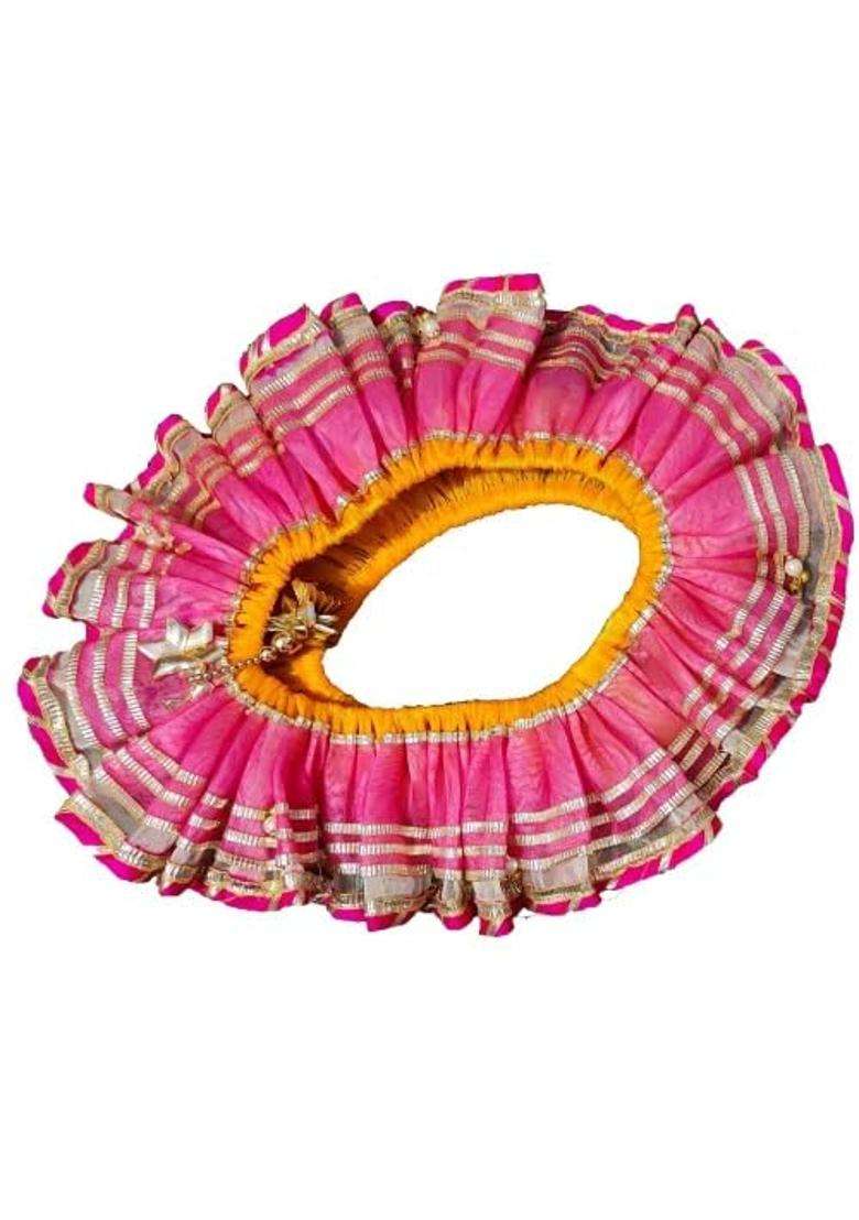 Brown Leaf Thali Lota Cover Frill for Pooja Ceremony Gota and Net Work Lota Frill for Shagun and Karva Chauth - Indya