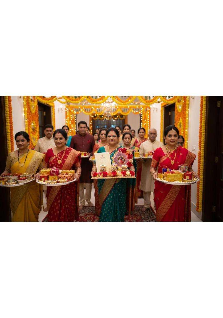 Unique Palette Lagan Patrika Wedding First Card Platter Decorative Tray with Couple Photo and Ganesha Ji - Indya
