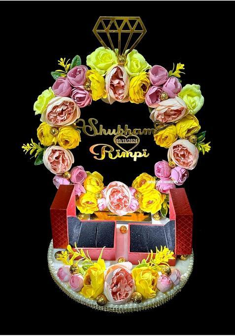 Creative Horizon Wood Personalized Engagement Ring Tray Decorative Plate for Ring Ceremony Multicolor