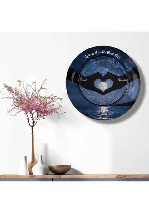 Telinchi Multicolor Personalized Couple Star Map Art Plate Custom Moonlight Night Sky Plate with Names