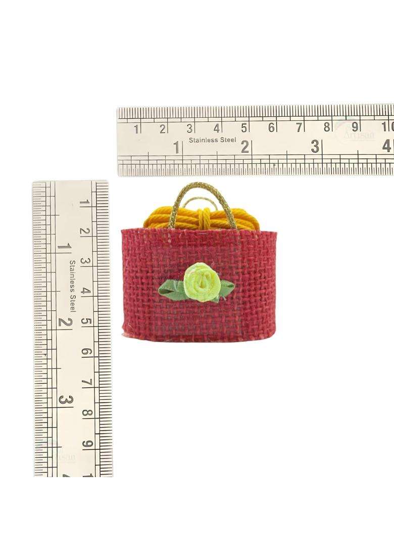 Soul Artisan Thamboolam Return Gifts in Mini Multicolor Jute Bag with Tilakam and Thali Pack of 50 - Indya