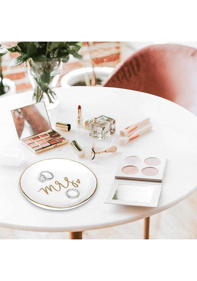Titanape White Mrs Ring Trinket Dish Jewellery Dish Tray Bride to Be Gifts Bridal Shower Gifts - Indya