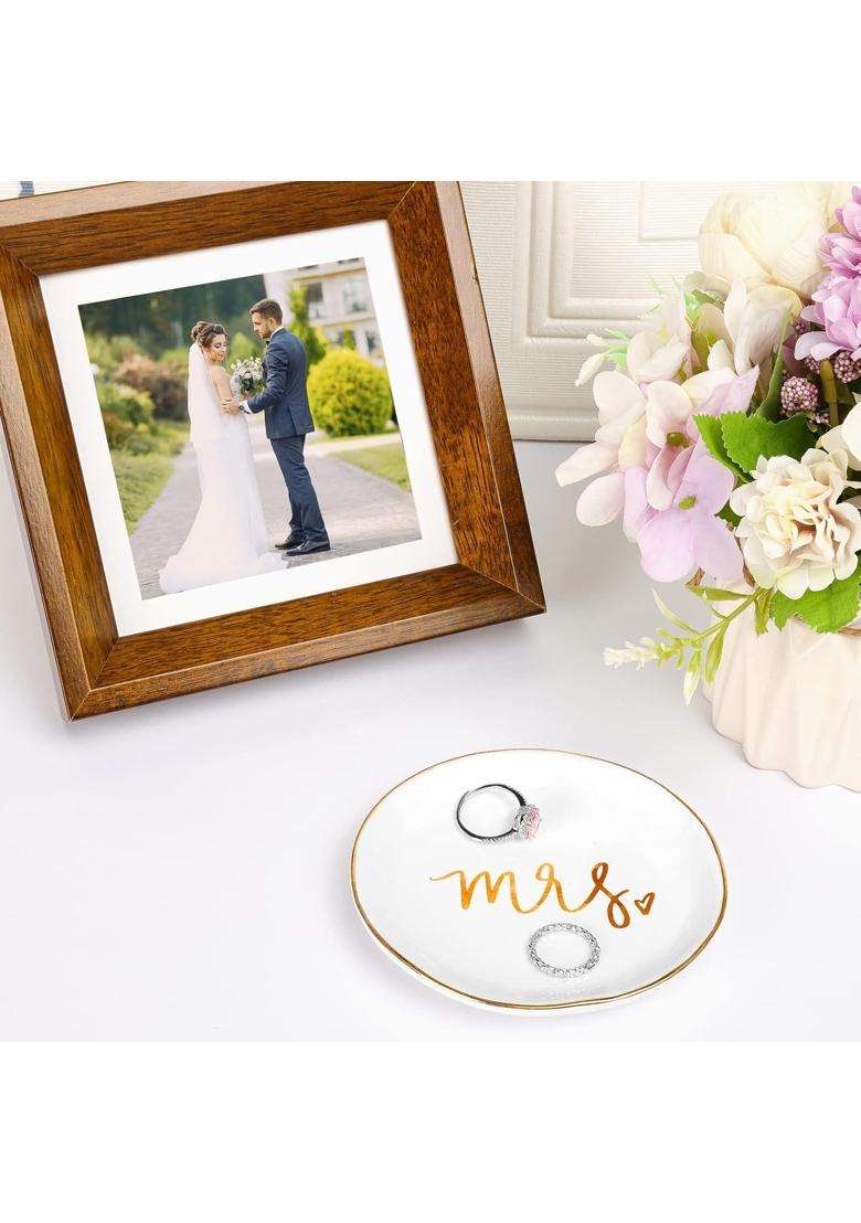 Titanape White Mrs Ring Trinket Dish Jewellery Dish Tray Bride to Be Gifts Bridal Shower Gifts - Indya