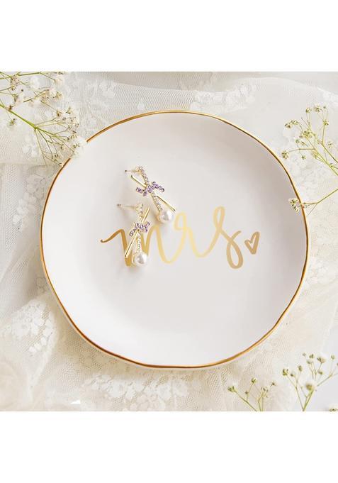 Titanape White Mrs Ring Trinket Dish Jewellery Dish Tray Bride to Be Gifts Bridal Shower Gifts