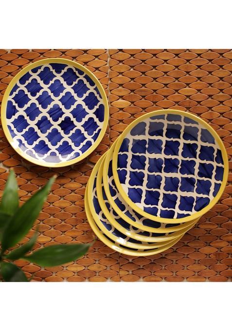 Exclusivelane Ceramic Moroccan Plates Pair Handpainted Dinnerware Serving Plate Thali Ceramic Plates Set of 6
