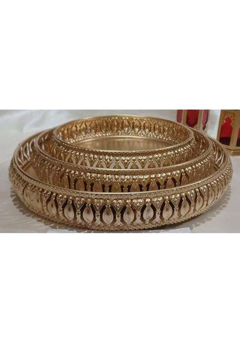 ANP Decorative Golden German Serving Trays 10 Inch 25CM 8 Inch 20CM 6 Inch 15CM Set of 3