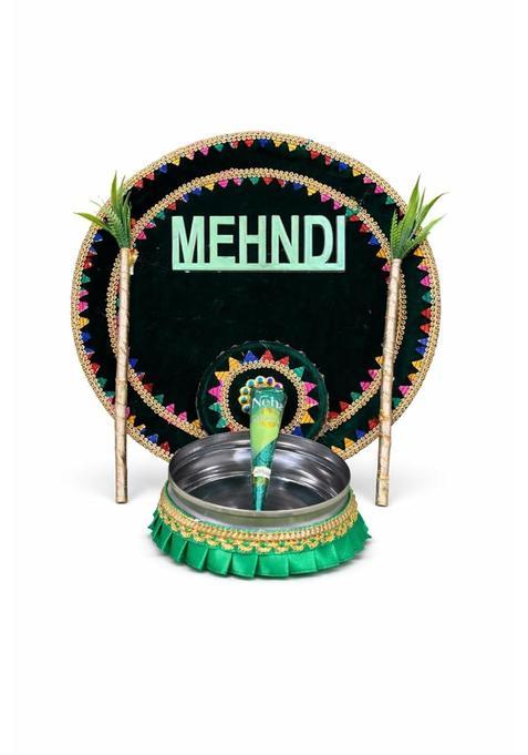 The Golden LOOM Decorative Mehndi Thali Set for Wedding Ceremony Pack of 2