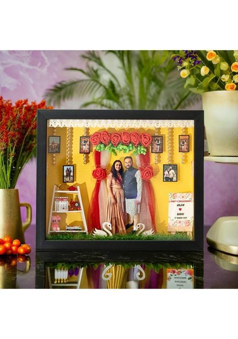Viralgift Personalized Engagement Miniature Frame 3D with Couple Photo and Name
