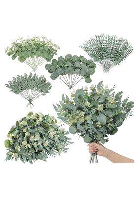 Artisoul Artificial Mixed Eucalyptus Leaves Stems Faux Plants Greenery for Engagement