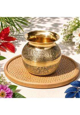 Pure Source India Gold Brass Pooja Kalash Lota Pooja Article Pooja Item for Pooja and Decoration 650 ML