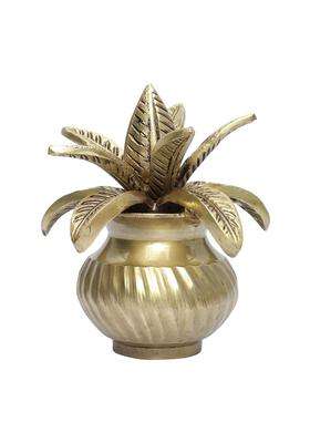 D Brasso Gold 5 Inch Premium Brass Mangal Kalash with Coconut Pital Kalash for Pooja Pack of 1