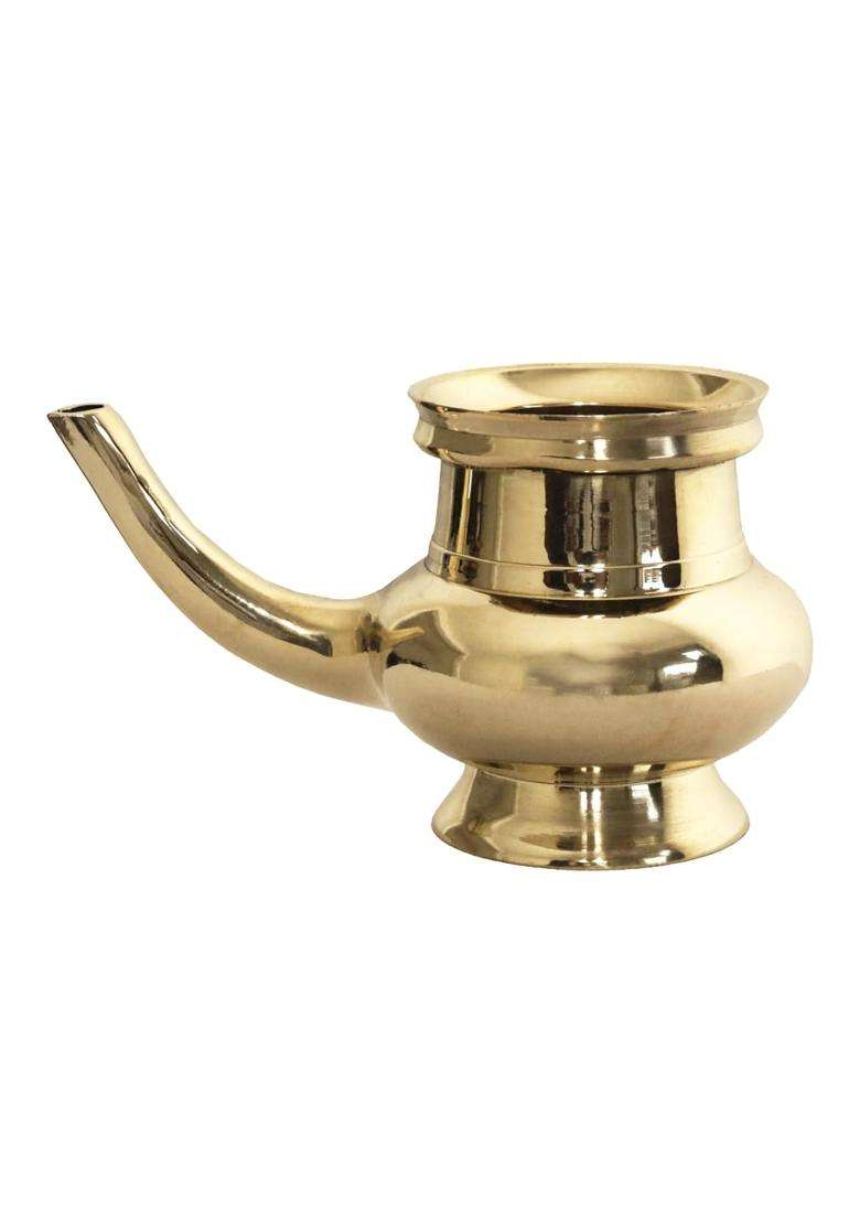 Unity Handicrafts Traditional Brass Pooja Kindi Gold Toned Spiritual Water Pot with Spout for Hindu Rituals - Indya