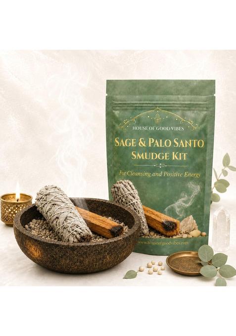 House of Good Vibes Sage and Palo Santo Smudge Kit California White Sage Bundle and Palo Santo Sticks