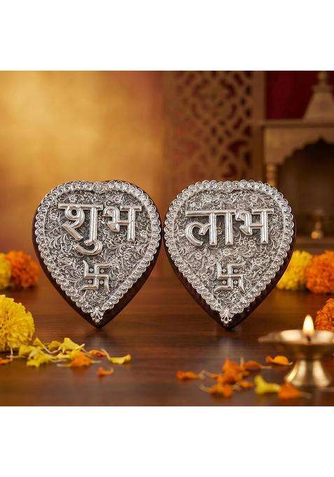 TOUCH925 Pure 999 Silver Plated Shubh Labh Wall Hanging