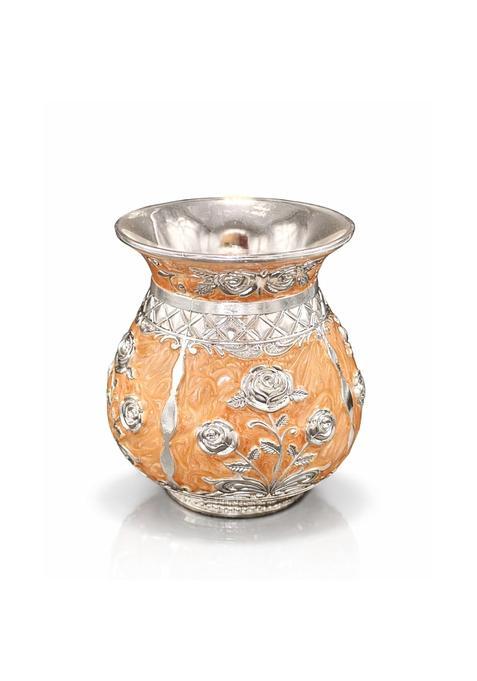 Piepot Silver Plated Pooja Kalash Lota Peach Decorative Kalash for Home Temple Navratri Diwali