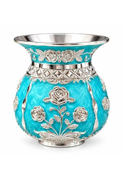 Silver Style Decorative Puja Kalash Decorative Kalash for Home Temple Navratri Diwali