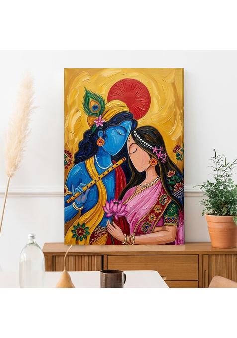 Paper Plane Design Scarlet Sun Radha Krishna Wall Art 20 X 30 in Framed Canvas