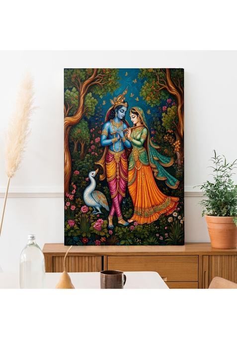 Paper Plane Design Forest Stroll Radha Krishna Wall Art 20 X 30 in Framed Canvas