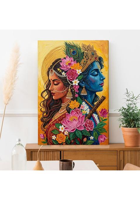 Paper Plane Design Blossom Profile Radha Krishna Wall Art 20 X 30 in Framed Canvas