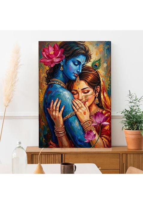 Paper Plane Design Blossom Touch Radha Krishna Wall Art 20 X 30 in Framed Canvas